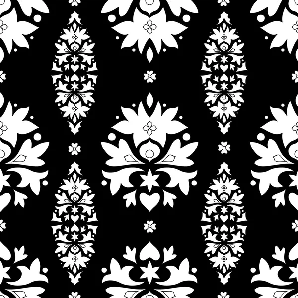 Stock vector seamless orient floral pattern, black and white — Stock Vector