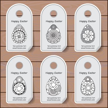 hisse senedi vektör etiketin Paskalya desenli ahşap backgr ayarla