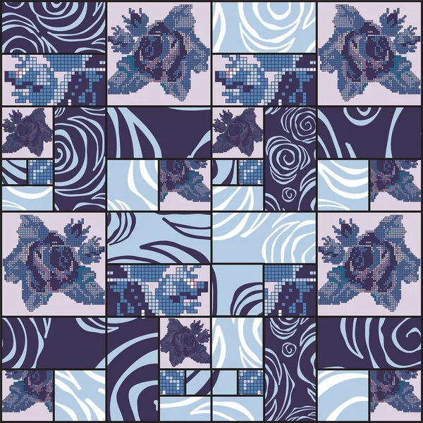 Patrón de patchwork sin costura vector. diseño oriental o ruso — Archivo Imágenes Vectoriales