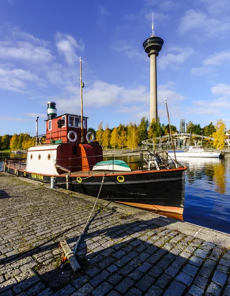 Bateau mouillé à Tampere, Finlande — Photo