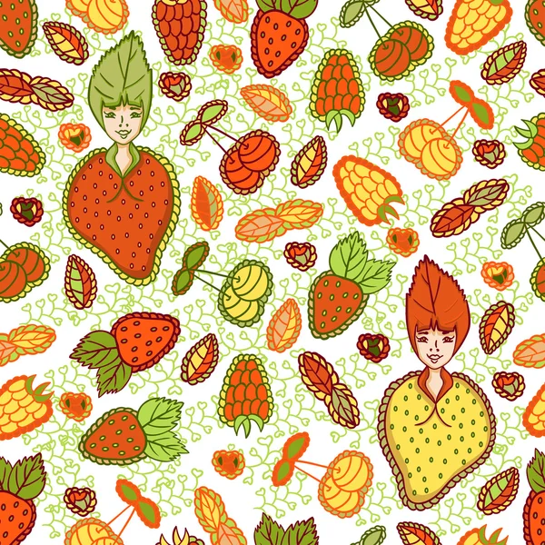 Cartoon Berries  Vector Pattern — Stock Vector