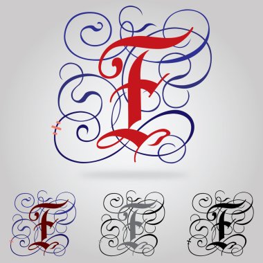Decorated uppercase Gothic font - Letter F clipart
