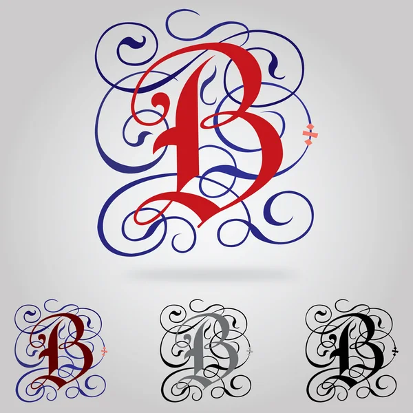 Versierde hoofdletters gotische lettertype - letter b — Stockvector