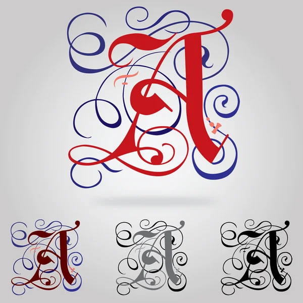 Διακοσμημένα κεφαλαία γοτθικό γραμματοσειρά - επιστολή ένα — Διανυσματικό Αρχείο
