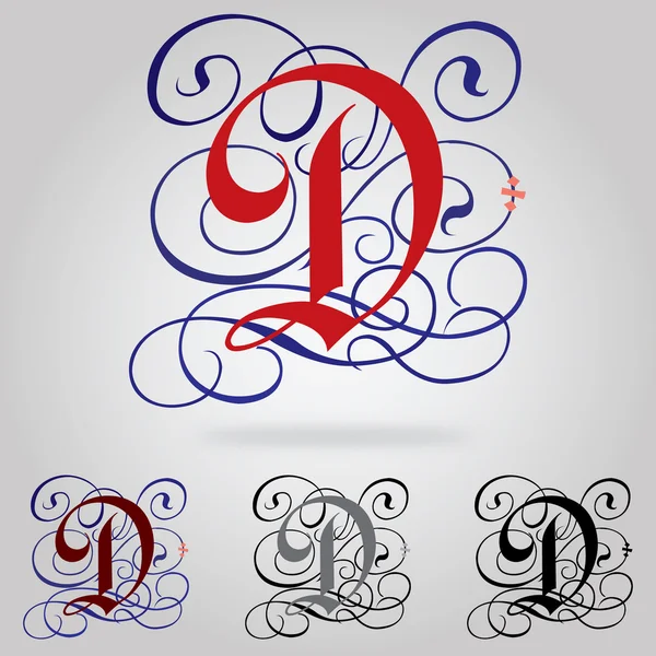 Decorated uppercase Gothic font - Letter D — Stock Vector