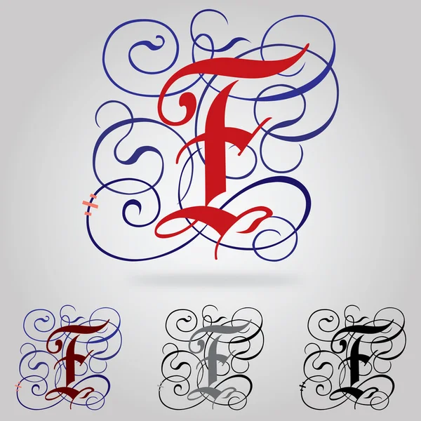 Украшенный прописной готический шрифт - Буква F — стоковый вектор