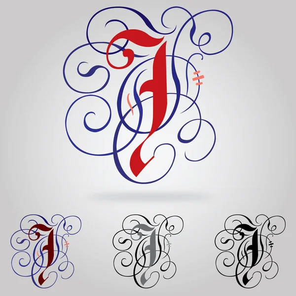 Fonte décorée en majuscules gothique - Lettre J — Image vectorielle