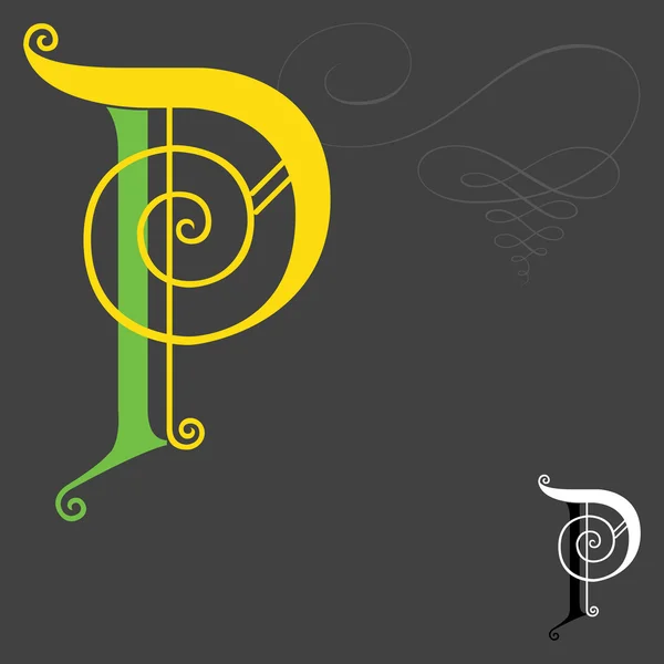 Musik stil engelska alfabet - bokstaven p — Stock vektor