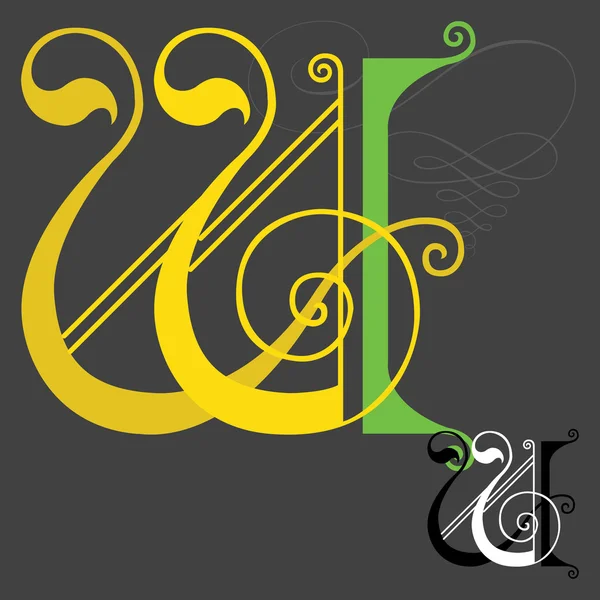 Estilo musical Alfabetos ingleses - Letra W — Vector de stock