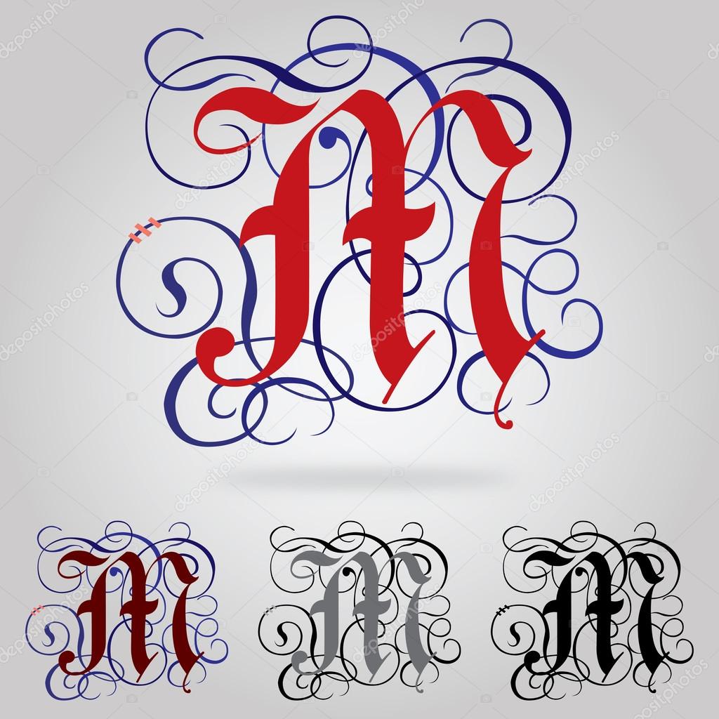 Decorated uppercase Gothic font - Letter M
