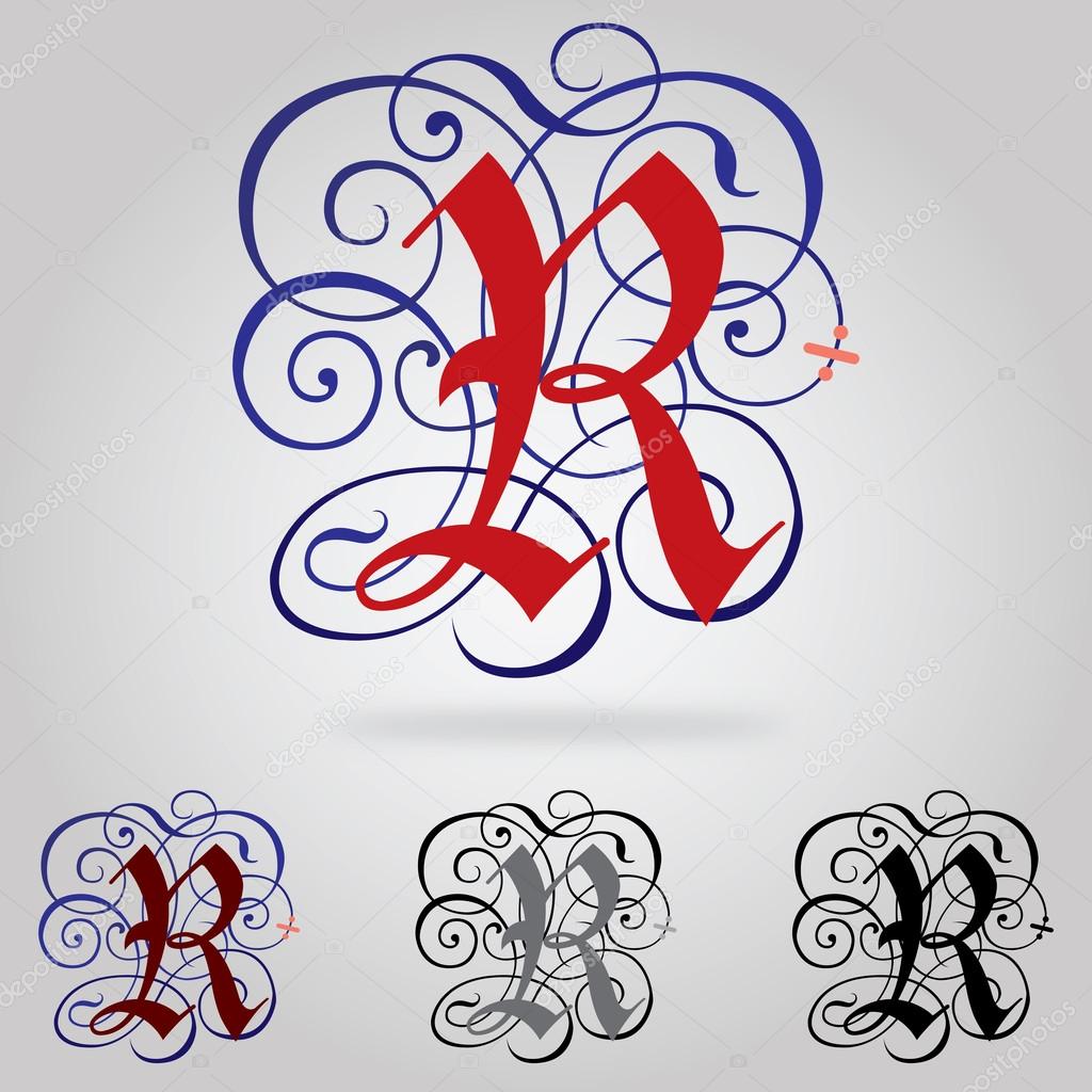Decorated uppercase Gothic font - Letter R