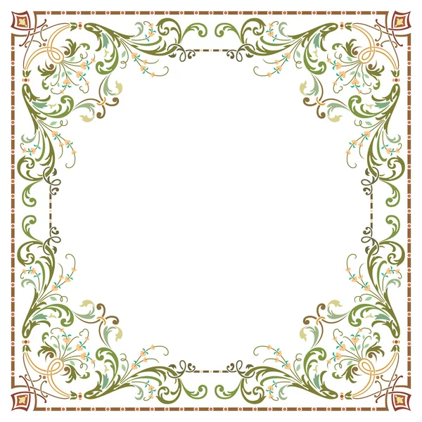 Beautiful textured border frame with plant leaves decoration — Stock Vector