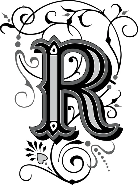 装饰精美的英文字母，字母 r — 图库矢量图片
