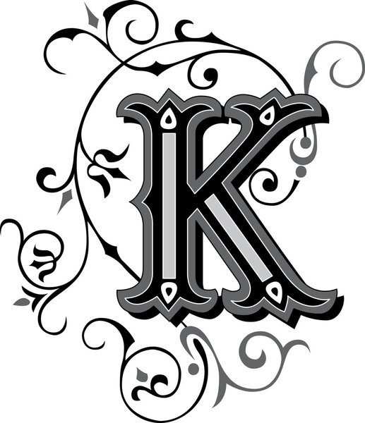Красиво оформленные английские алфавиты, буква K
