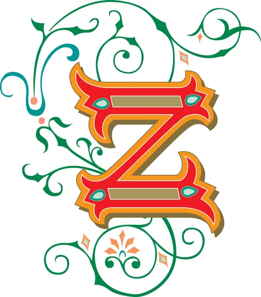 Alfabetos ingleses bellamente decorados, letra Z — Vector de stock