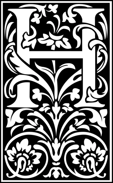 Английский алфавит буквы украшены цветами и листьями растений — стоковый вектор