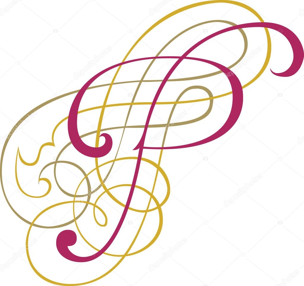 Calligraphic English alphabets, fashionable and stylish letter P