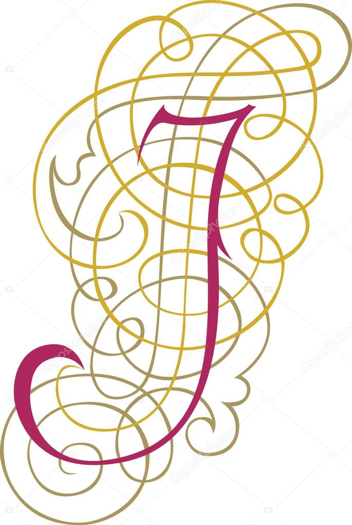 Calligraphic English alphabets, fashionable and stylish letter J Stock ...