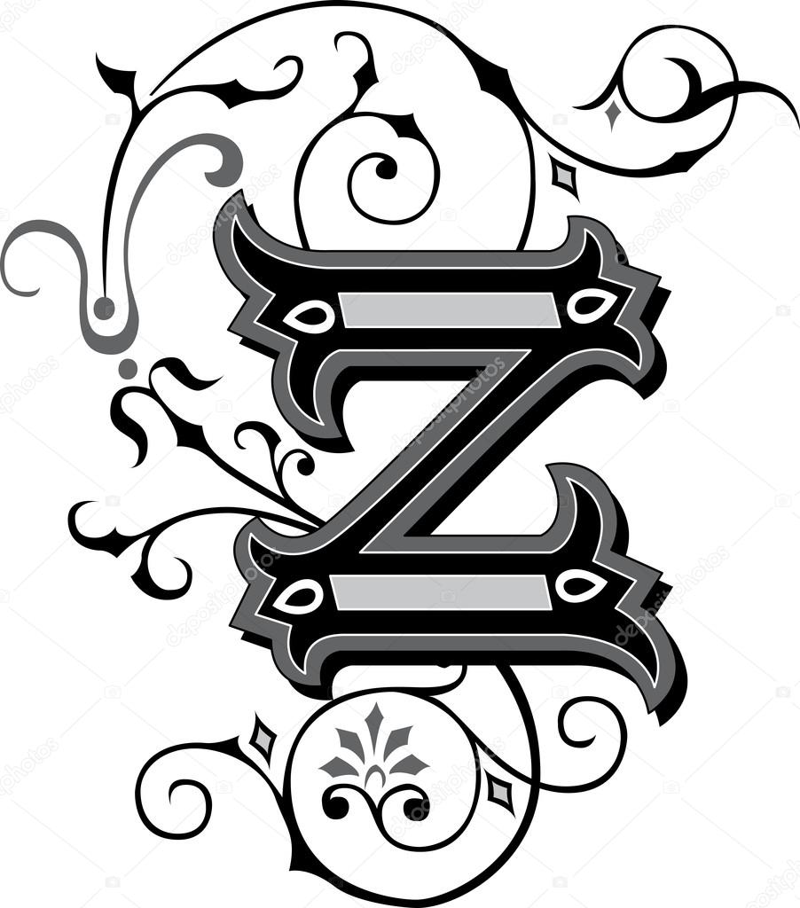 Beautifully decorated English alphabets, letter Z