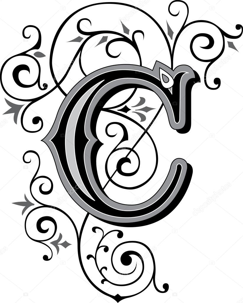 Beautifully decorated English alphabets, letter C