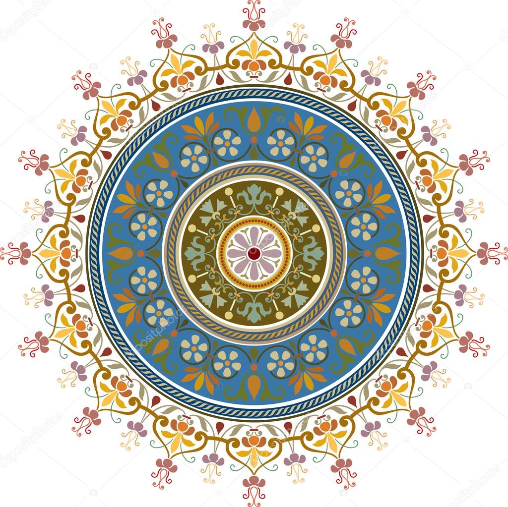 Oriental ornament vector design in colorful seamless pattern