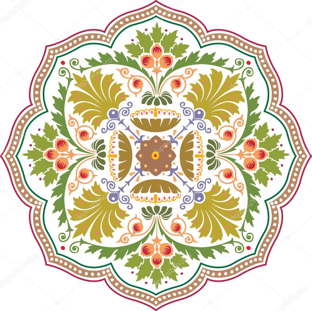 Oriental ornament vector design in colorful seamless pattern