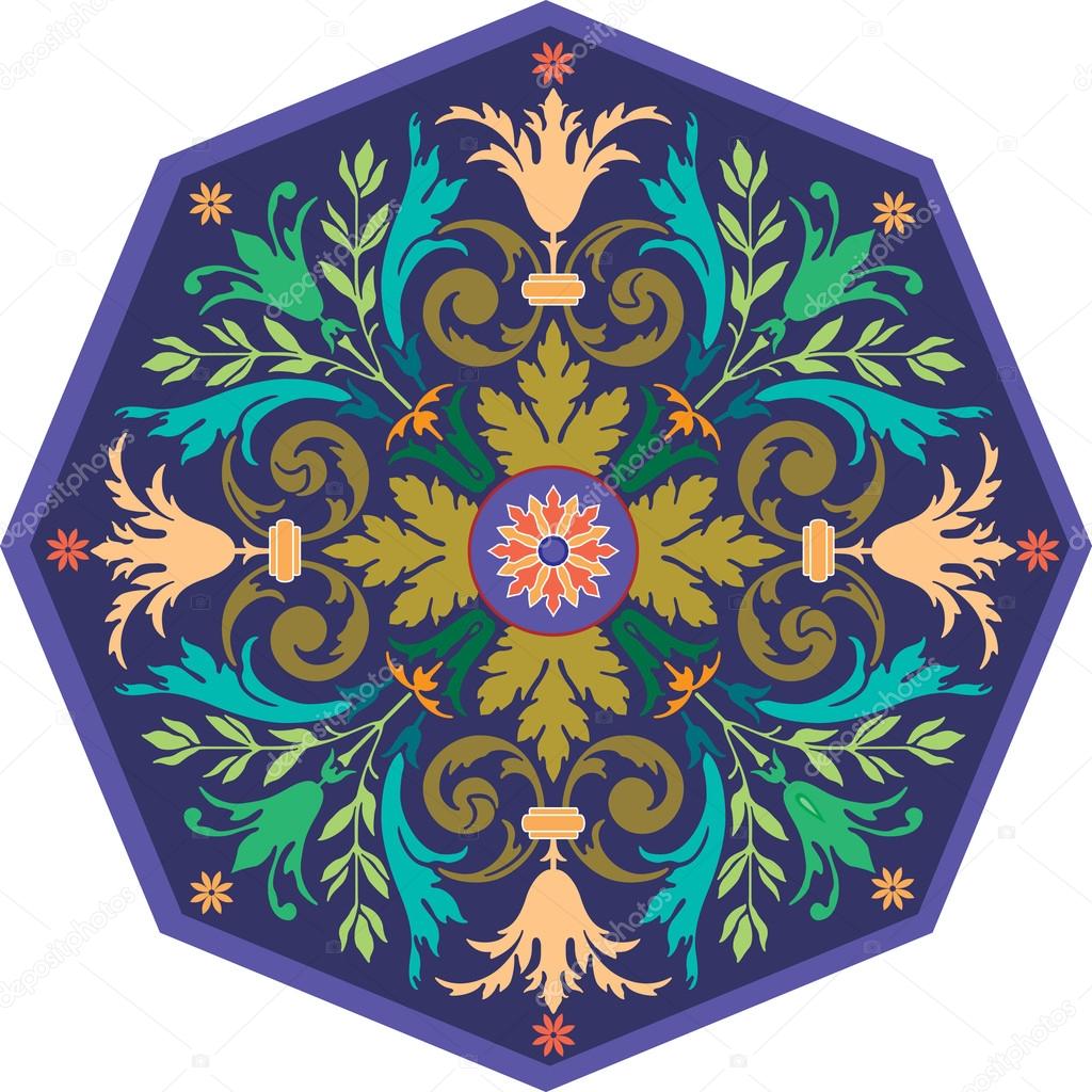 Oriental ornament vector design in colorful seamless pattern