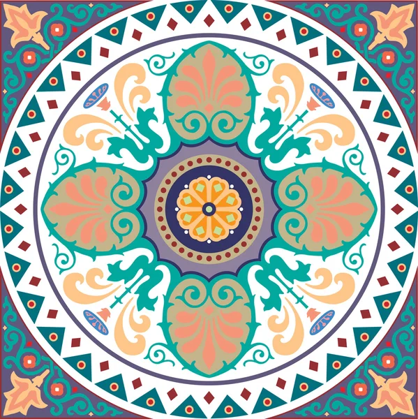 Diseño de vectores de ornamento oriental en patrón inconsútil colorido — Vector de stock