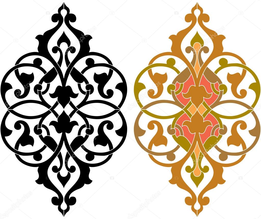 Oriental decorative design elements