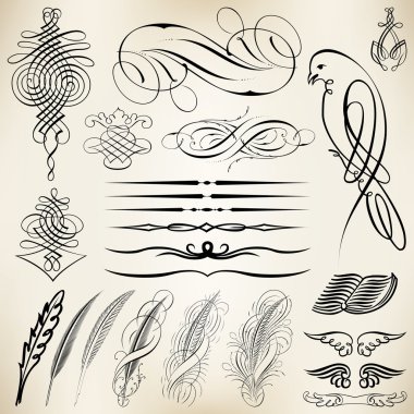 Vector set of calligraphic design elements and page decoration clipart