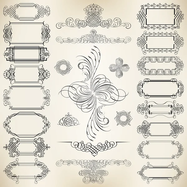 Vector set of calligraphic design elements and ribbons — Stock Vector