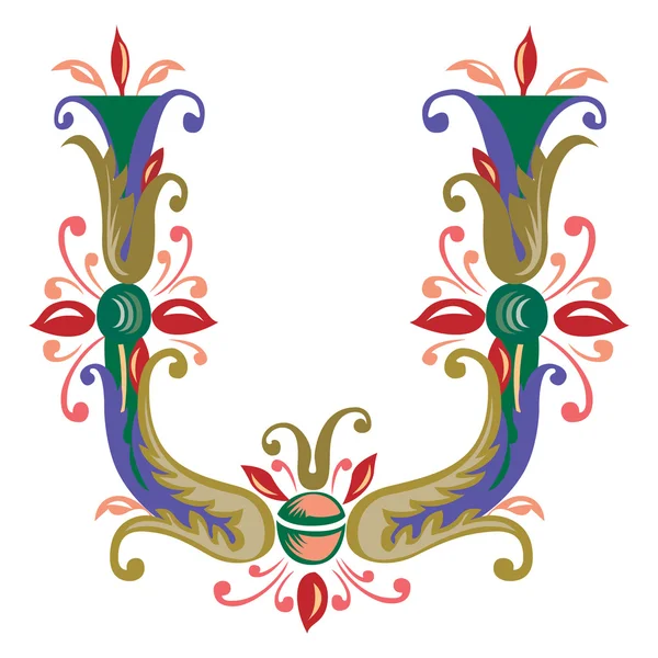 Renkli İngilizce alfabe - bitki style - harf U — Stok Vektör