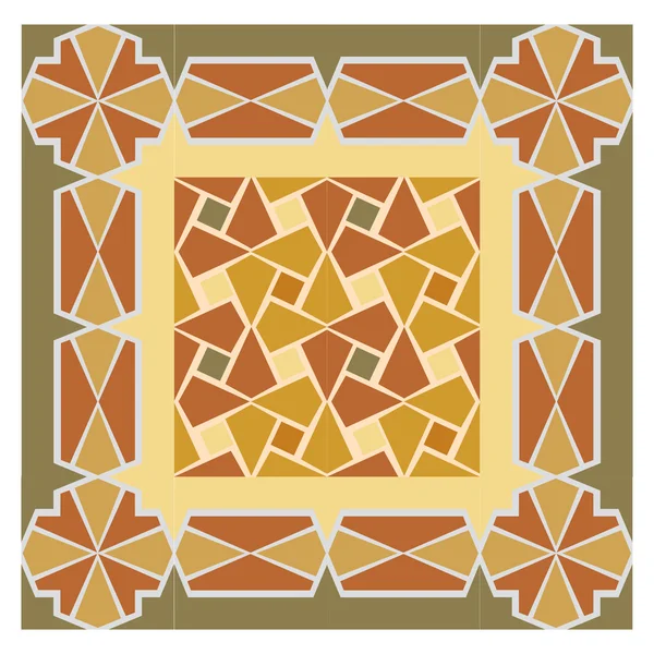 Patrón de mosaico colorido, bloques de azulejos con marco — Vector de stock