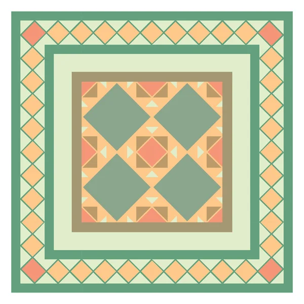 Patrón de mosaico colorido, bloques de azulejos con marco — Vector de stock