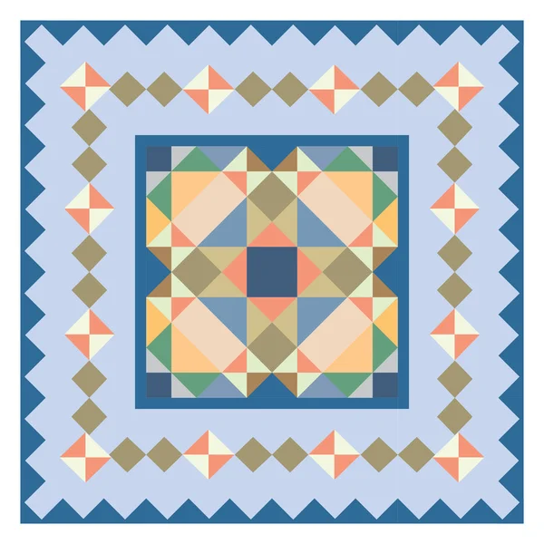 Patrón de mosaico colorido, bloques de azulejos con marco — Vector de stock