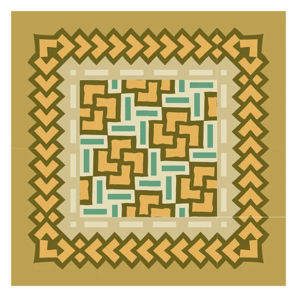 Patrón de mosaico colorido, bloques de azulejos con marco — Vector de stock