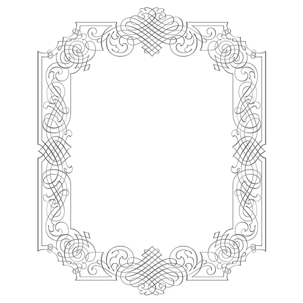 Cadre de bordure calligraphique, vecteur monochrome — Image vectorielle