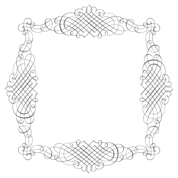 Marco de borde caligráfico, vector monocromo — Vector de stock