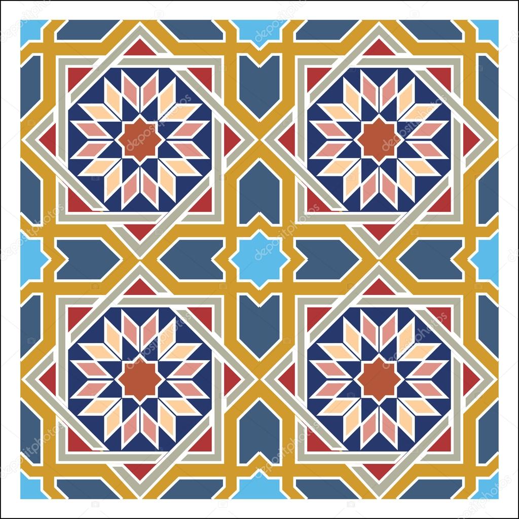 Arabesque pattern, vector tiling blocks