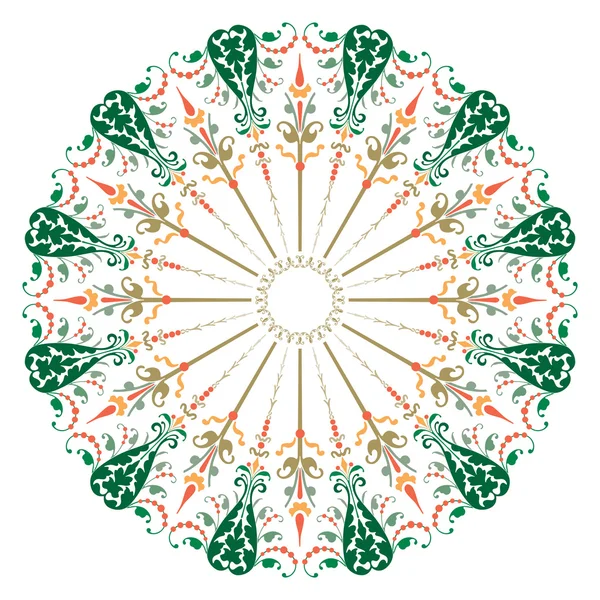 Ornamento oriental, diseño del círculo, hojas de plantas — Vector de stock