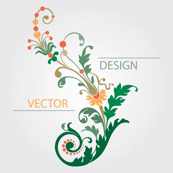 Flowers decoration with colorful plant leaves, vector design — 图库矢量图片