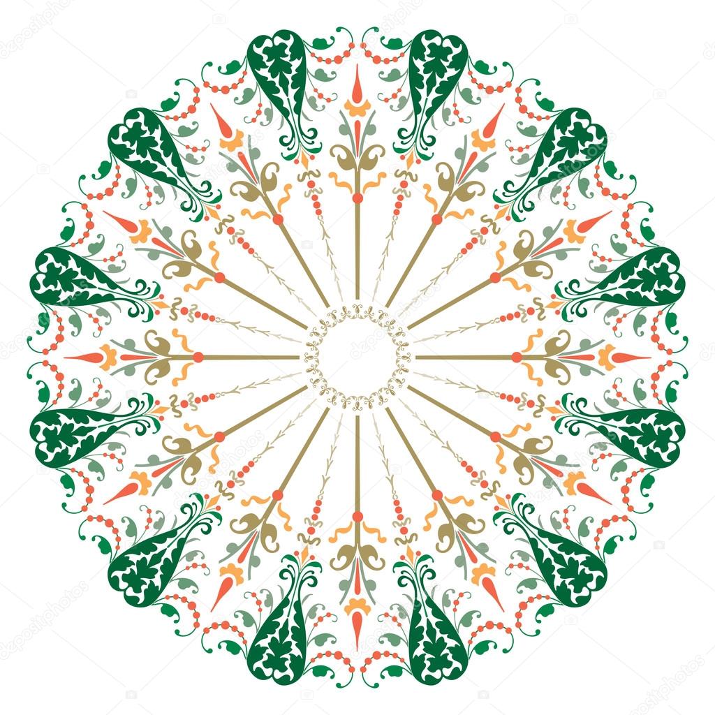 Oriental ornament, circle design, plant leaves