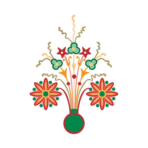 Dessin à main levée, fleurs et plantes en vase, style classique — Image vectorielle