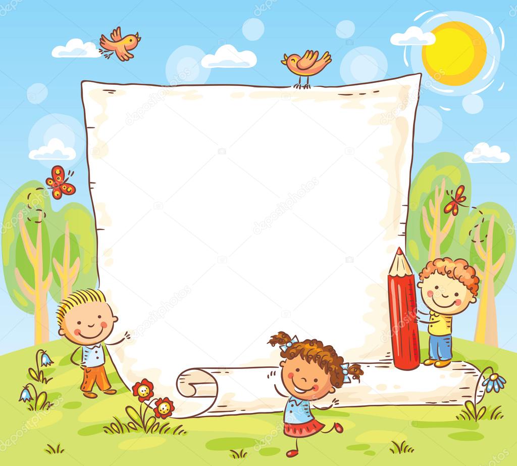 Cartoon frame with three kids outdoors Stock Vector Image by ©Katerina_Dav #107083068 Cartoon frame with three kids outdoors Stock Vector Image by ©Katerina_Dav #107083068