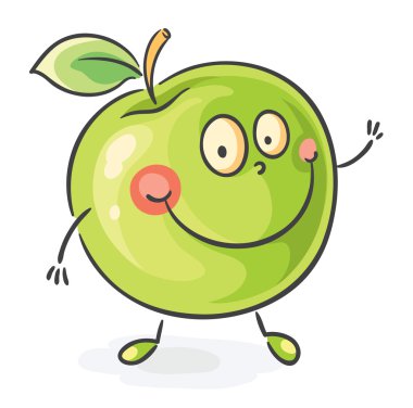 gülümseyen karikatür elma