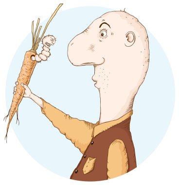 Worm in a carrot clipart