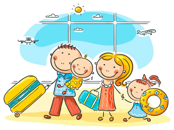 Семья в аэропорту — стоковый вектор