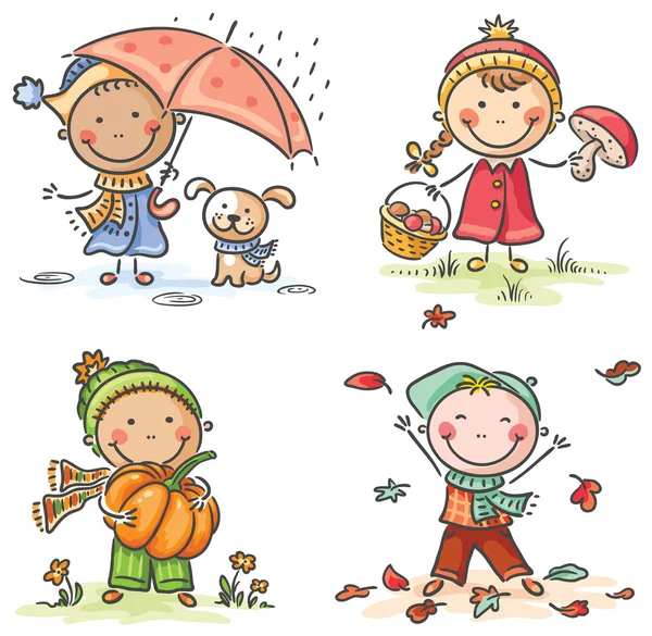 Herbstaktivitäten für kleine Kinder — Stockvektor