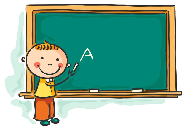 Little boy at the blackboard — Stock Vector