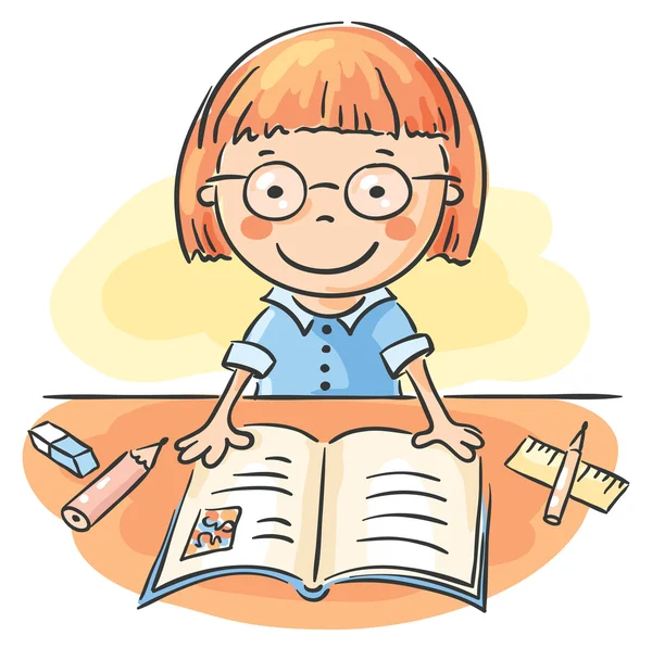 Girl reading a book — Stock Vector